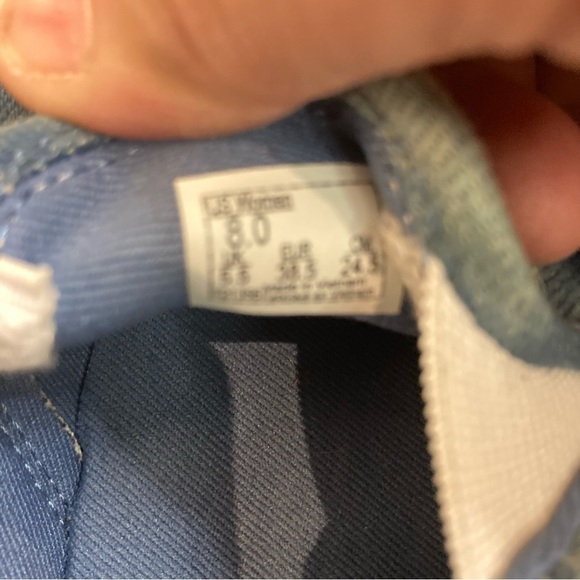 VANS OFF THE WALL Sz 8 Asher Denim Moonlight White Polka Dots Slip On Shoes - Picture 10 of 10